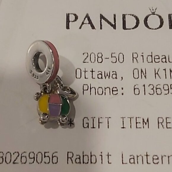 Auth PANDORA *RETIRED* Sterling Silver Rabbit Lantern Enamel Charm 797603ENMX - Picture 1 of 11